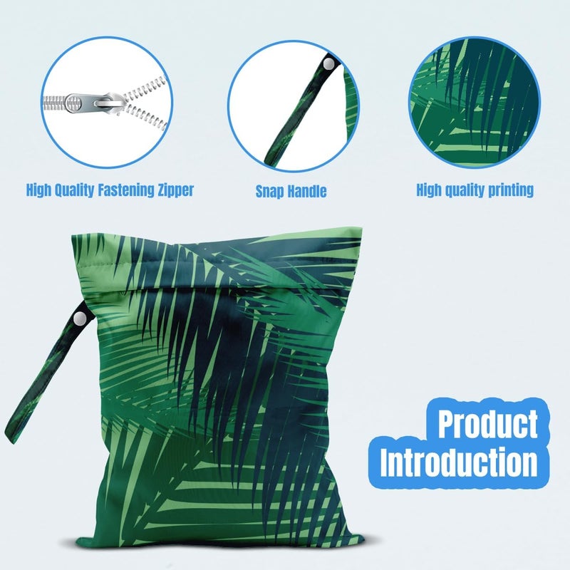 AASRR Store Wet Dry Bag, Wet Bag for Swimsuit, Travel, Beach, Pool, Diapers, Dirty Yoga Gym Clothes, Makeup Bag, Summer Vacation Essentials Tropical Palm Leaves Decor - Image 3